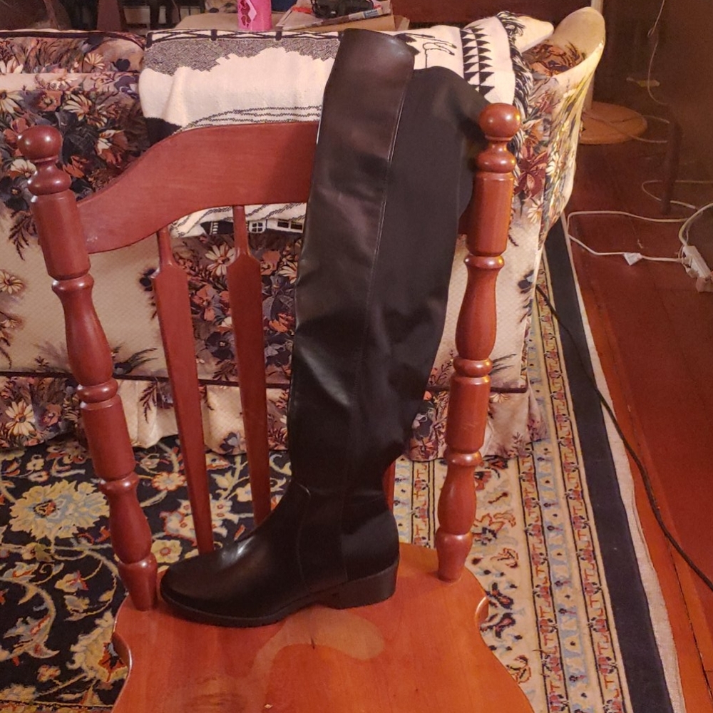 Tall over the knee black boots
